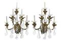 A Pair of American Brass SixLight Wall Sconces New Metal Craft