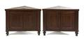 A Pair of Italian Walnut Inlaid Corner Cabinets