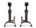 A Pair of Wrought Iron Andirons