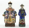 A Group of Two Enameled Porcelain Figures