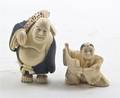 Two Japanese Carved Ivory Okimono