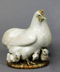 361 Chinese Porcelain Glazed Chicks and Mother Hen