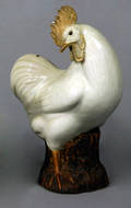 360 Chinese Glazed Standing Rooster China Mark Undersi