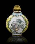 A Chinese Enameled and Gilt Metal Snuff Bottle