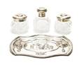 An English Silver and Cut Glass Dresser Set William Comyns  Sons