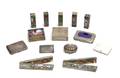 Fourteen Silver and Enamel Compacts and Lipstick Holders