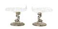 A Pair of German Glass and Silvered Metal Compotes