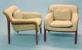 214 2 Danish TeakFramed Upholstered Easy Chairs