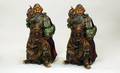 347 2 Chinese Polychromed Ceramic Standing Warrior