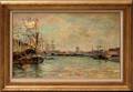 340 John Clymer 19071989 Port Scene Oil on Canvas