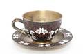 A Russian Gilt Silver and Cloissone Teacup and Saucer