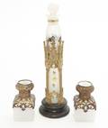 A William IV Bronze and Enameled Opaline Glass Perfume Bottle