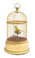 A French Gilt Metal Automaton Singing Bird Cage