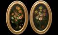 277 Pair Floral Still Life Oil on Board