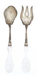 An American Sterling Silver and Cut Glass Salad Set Gorham