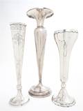 Three American Sterling Silver Trumpet Vases