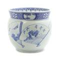 A Japanese Hirado Porcelain Blue and White Round Jardiniere