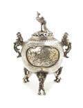 A Japanese Silvered Metal Tripod Censer