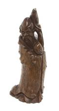 A Chinese Carved Wood Figure of Shoulao
