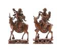 Two Chinese Carved Wood Figures of Immortals