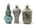 A Group of Three Chinese Ceramic Snuff Bottles