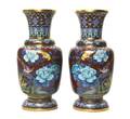 A Pair of Cloisonne Enamel Baluster Vases