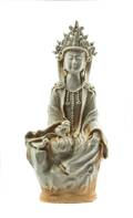 A Chinese Ceramic Seated Figure of Guanyin
