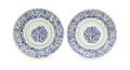A Pair of Chinese Blue and White Porcelain Dishes