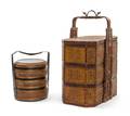 Two Chinese Woven Stacking Boxes