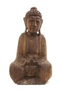 A Carved Wood Burmese Seated Buddha