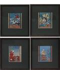 374 Set of Four Oriental gouache Paintings