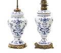 A Near Pair of German Porcelain Oil Lamp Bases