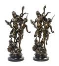 Two Continental Cast Metal Figural Groups after Emile Brouchon