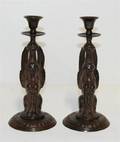 A Pair of Empire Style Cast Metal Candlesticks