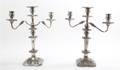 A Pair of Silverplate ThreeLight Candelabra