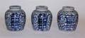 A Group of Three Chinese Blue and White Covered Ginger Jars