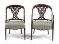 Two Victorian Mahogany Open Armchairs