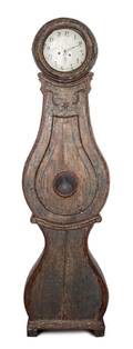A Swedish Mora Style Tall Case Painted Clock