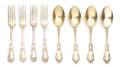 A Set of Twelve Sterling Silver Gilt Teaspoons and Forks