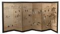 A Japanese Painted SixPanel Floor Screen