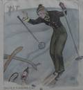 A Framed Print of a Female Skier