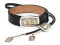 A Hopi Sterling Silver and 14 Karat Gold Bolo Tie and Matching Belt and Buckle Watson Honanie