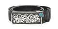 A Hopi Sterling Silver and Turquoise Overlay Belt Buckle Lomawywesa Michael Kabotie
