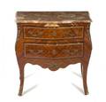 A Louis XV Style Parquetry and Gilt Metal Mounted Commode