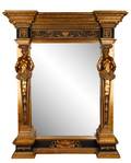 Palatial Pan Figural Ebonized  Giltwood Mirror