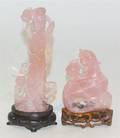 Two Chinese Carved Rose Quartz Figures