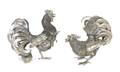 Two Italian Silver Fighting Roosters in the manner of Buccellati