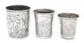 Three Russian Silver Beakers