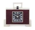 A Cartier Chromed Enameled and Shagreen Desk Clock