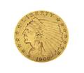 A 1908 US 25 Indian Gold Coin